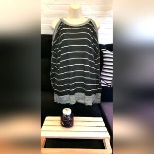 Ann Taylor Cold Shoulder Striped Sweater